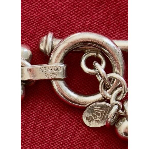 RARE Silpada 925 Sterling Silver Graduated DNA Ball Link Toggle Bracelet 8” - Picture 3 of 8